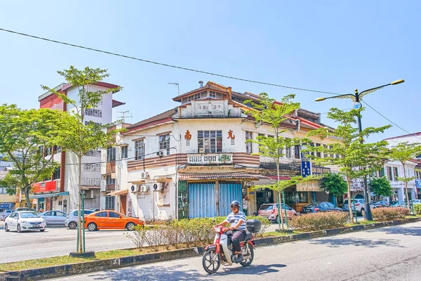 Taiping Malasia Febrero 2018 Calle Con Tiendas Las Antiguas Casas — Foto de Stock
