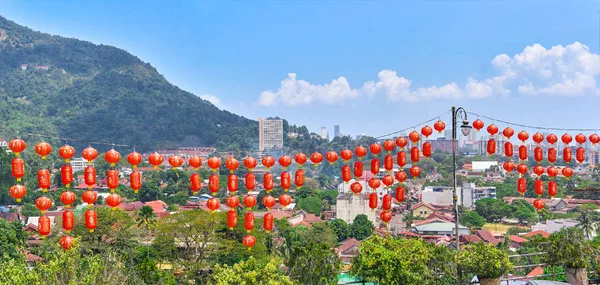 Chinees Nieuwjaar Lantaarn Blauwe Hemel — Stockfoto