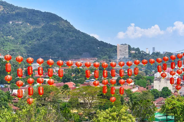 Chinees Nieuwjaar Lantaarn Blauwe Hemel — Stockfoto