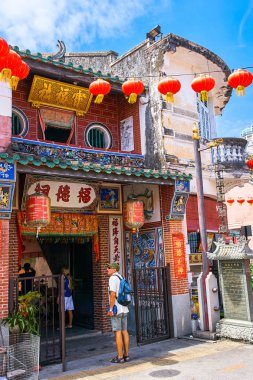 Georgetown, Malezya - 14 Şubat 2018: yeni yıl içinde Penang Adası sokak