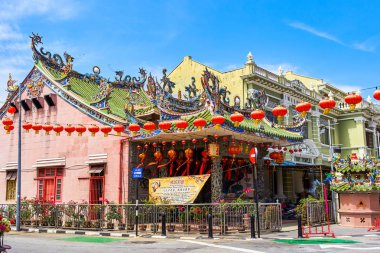 Georgetown, Malezya - 14 Şubat 2018: yeni yıl içinde Penang Adası sokak