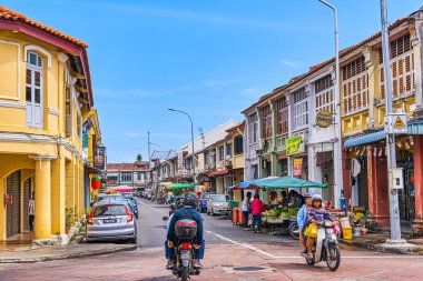 Georgetown, Malezya - 14 Şubat 2018: yeni yıl içinde Penang Adası sokak