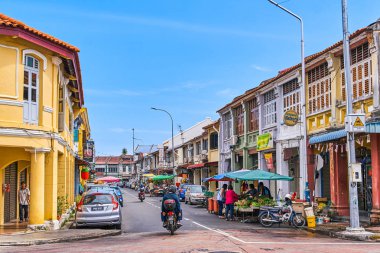 Georgetown, Malezya - 14 Şubat 2018: yeni yıl içinde Penang Adası sokak