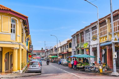 Georgetown, Malezya - 14 Şubat 2018: yeni yıl içinde Penang Adası sokak