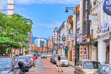 Georgetown, Malezya - 14 Şubat 2018: yeni yıl içinde Penang Adası sokak