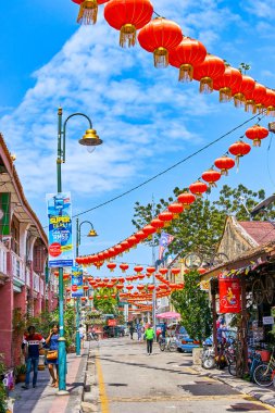 Georgetown, Malezya - 14 Şubat 2018: yeni yıl içinde Penang Adası sokak