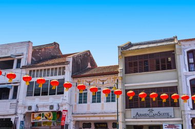 Georgetown, Malezya - 14 Şubat 2018: yeni yıl içinde Penang Adası sokak