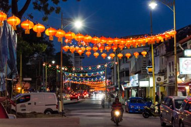 Georgetown, Malezya - 15 Şubat 2018: Çin yeni yılı kutlama fenerler Penang