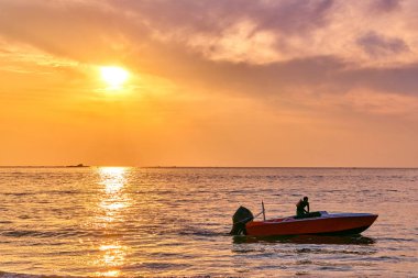 Defne pastoral günbatımı okyanus görmek