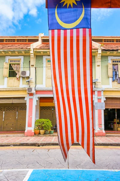 Stary Dom Flagą Penang Georgetown Malezja — Zdjęcie stockowe