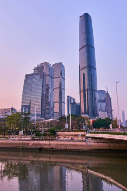 Güzel Guangzhou şehir günbatımı sahne ve manzarası görünümü, Çin