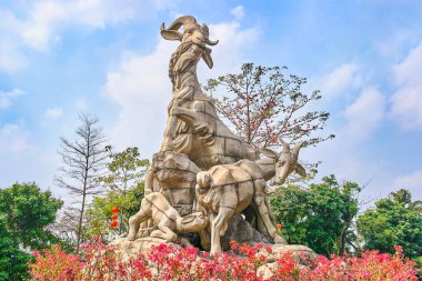 Beş keçi heykeli Yuexiu Park Guangzhou, Çin