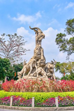 Beş keçi heykeli Yuexiu Park Guangzhou, Çin