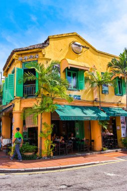 Melaka, Malezya - 13 Kasım. 2018: eski şehir Unesco miras Jonker yürümek Georgapher kafe