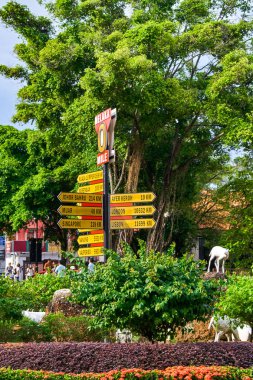 Melaka, Malezya - 13 Kasım. 2018: eski şehir Unesco miras sıfır mil