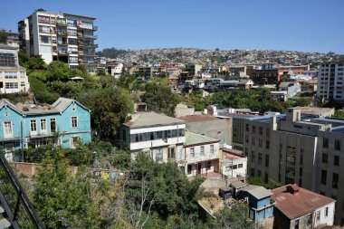 Valparaso, Şili, 17 Ekim 2023. Valparaiso ufuk çizgisinin görünümü.  