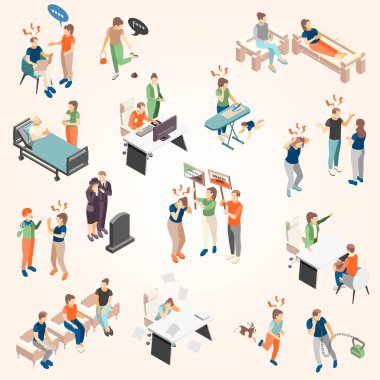 Posterlerini açmaları insanlarla alay ve isyan izometrik akış çizelgesi koyu arka plan vektör çizim üzerinde picketing grev sırasında protesto