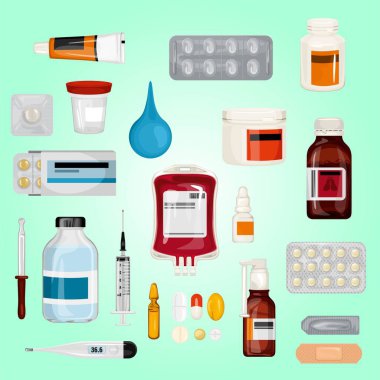 Farklı ilaç ve haplardan oluşan vektör kümesi