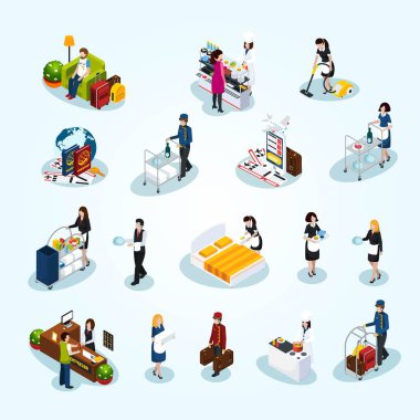 İş adamlarının ve ofis çalışanlarının izometrik daire tasarımı