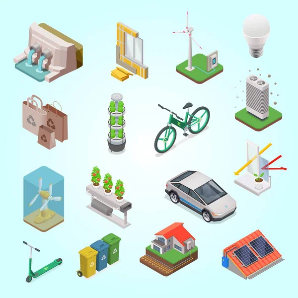 Ekolojik elementlere sahip izometrik simgeler