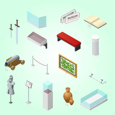 İnşaat vektörü illüstrasyonunun 3 boyutlu izometrik üç boyutlu görüntüsü