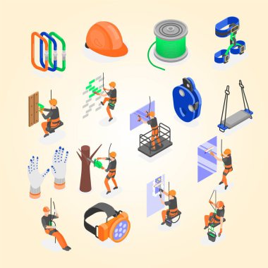 İşçi Icons set, karikatür tarzı