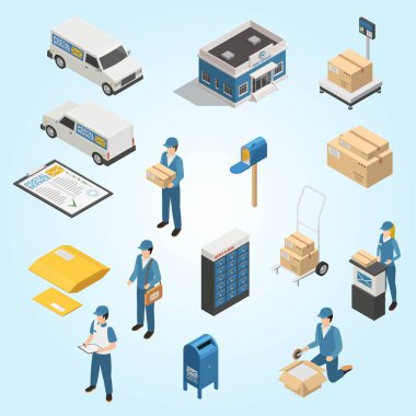 Kutuları olan izometrik dağıtım elemanları