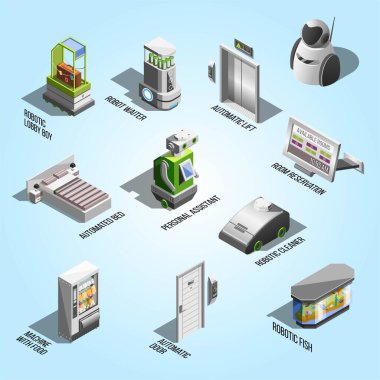 Fabrika inşaatı izometrik 3 boyutlu simge