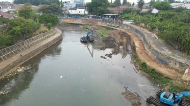 Endonezya ve Endonezya 'daki inşaat alanının havadan görüntüsü