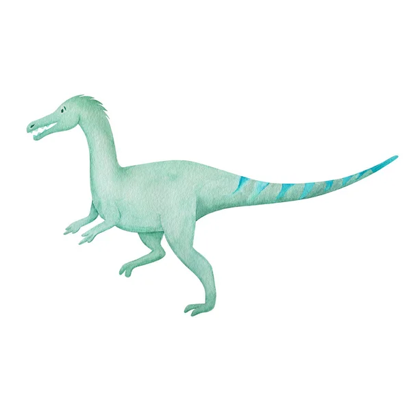 Green dinosaur clip-art isolated on white background. Running dino isolated on white background.