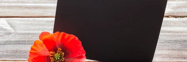 アメリカではメモリアルデー メモリの象徴である赤いケシ バナー — ストック写真