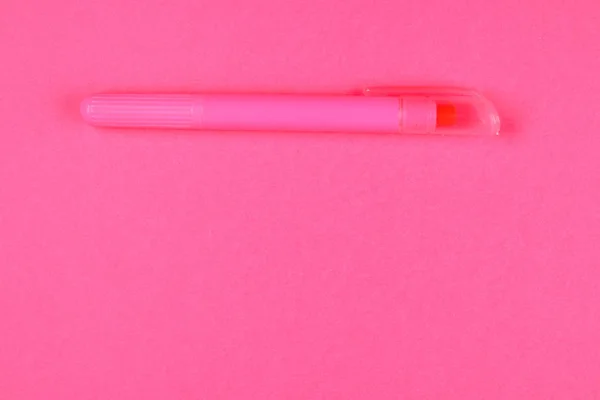 Roze Viltstift Een Roze Pastel Achtergrond Zomer Bovenaanzicht Flat Lag — Stockfoto