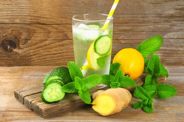 Sassy water. Fresh cool water with cucumber, lemon, ginger and mint. Detox and weight loss