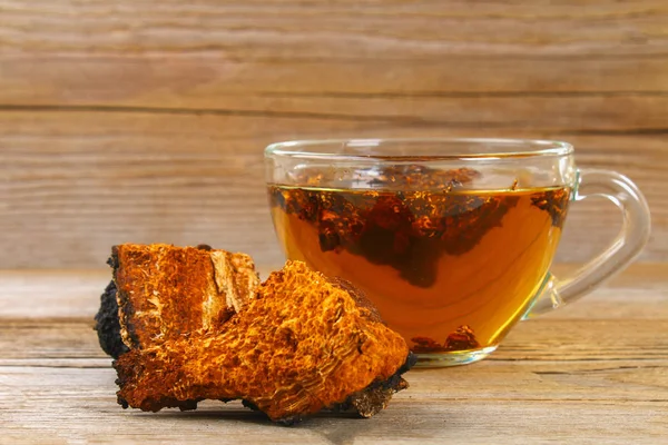 Uzdrowienie Herbaty Brzoza Grzyb Chaga Jest Używany Medycynie Ludowej — Zdjęcie stockowe
