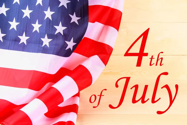 4Th July Happy Independence Day Text United States America Flag — Stock Photo, Image