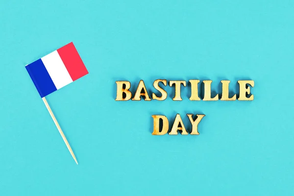 Bandeira Francesa Sobre Fundo Azul Conceito Feriado Julho Dia Bastilha — Fotografia de Stock