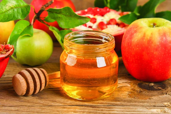 Rosh Hashanah Jewish New Year Holiday Concept Traditional Symbol Apples — Stock Photo, Image