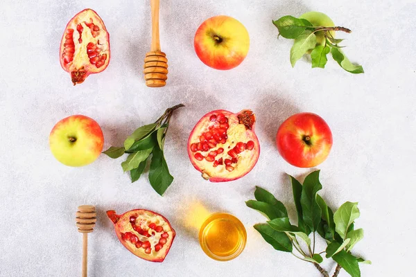 Rosh Hashanah Jewish Konsep Liburan Tahun Baru Simbol Tradisional Apel — Stok Foto