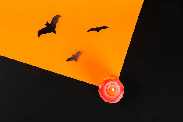 Nödvändiga Artiklar För Prydnad Säsongen Ovanifrån Tillbehör Dekoration Happy Halloween — Stockfoto