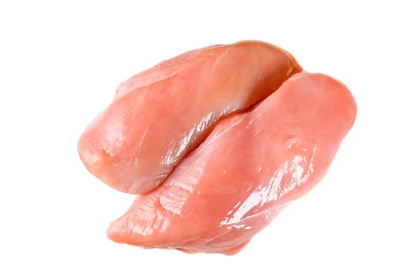在白色背景查出的生鸡肉鱼片 鸡柳分离 生鸡肉肉 — 图库照片