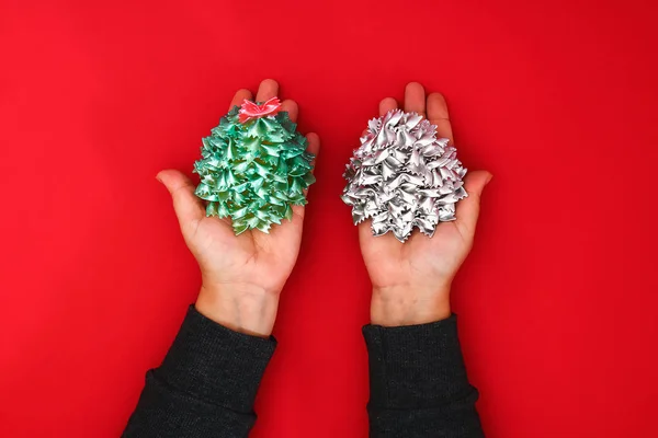 Hoe Maak Een Kerstboom Van Ruwe Pasta Bogen Het Proces — Stockfoto