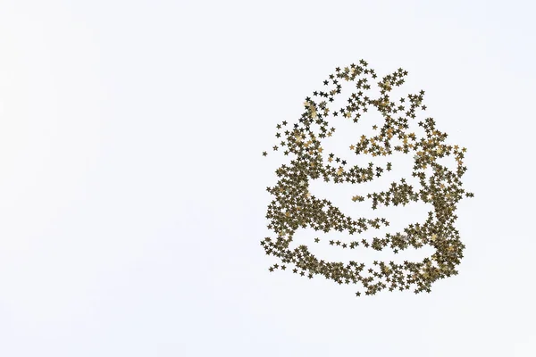 Kerst Lay Out Gouden Confetti Vorm Van Sterren Gevouwen Vorm — Stockfoto