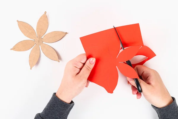 Red Gold Handmade Diy Chinese Lantern White Background Gift Ideas — Stock Photo, Image