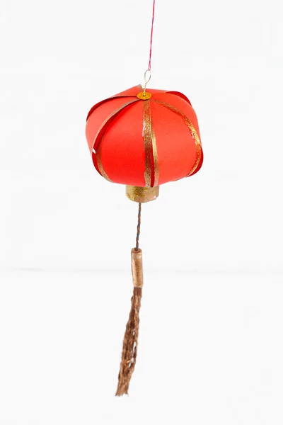 Lanterne Cinesi Fai Oro Rosso Fatte Mano Sfondo Bianco Idee — Foto Stock