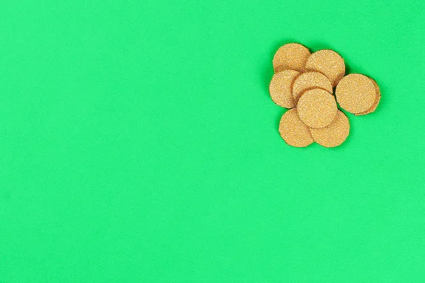 Diy Gouden Munten Van Munten Glanzend Papier Patricks Day Groene — Stockfoto