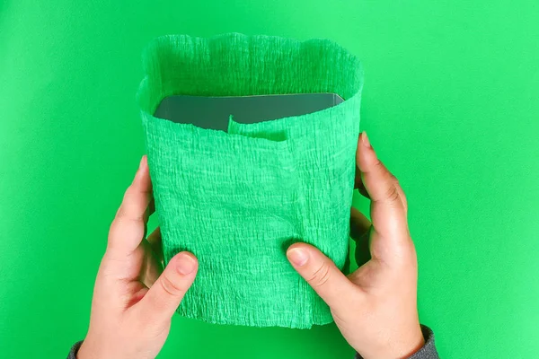 Diy Leprechaun Fällan Med Guldmynt Rainbow Och Grön Stege Patricks — Stockfoto