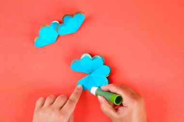 Diy üç boyutlu 3d tebrik kartı bir Yaşayan mercan arka plan anneler günü için çiçek ile.