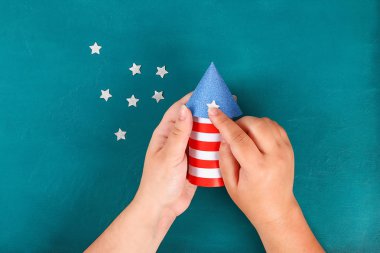 Diy 4 Temmuz petard tuvalet kol, kağıt, karton renk Amerikan bayrağı kırmızı mavi beyaz