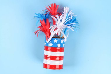 Diy 4 Temmuz kağıt selam renk Amerikan bayrağı, kırmızı, mavi, beyaz. fikir, dekor Abd Bağımsızlık Günü