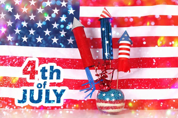 Diy 4th of July decor color American flag, red, blue, white. Gift idea, decor USA Independence Day — Stock Photo, Image